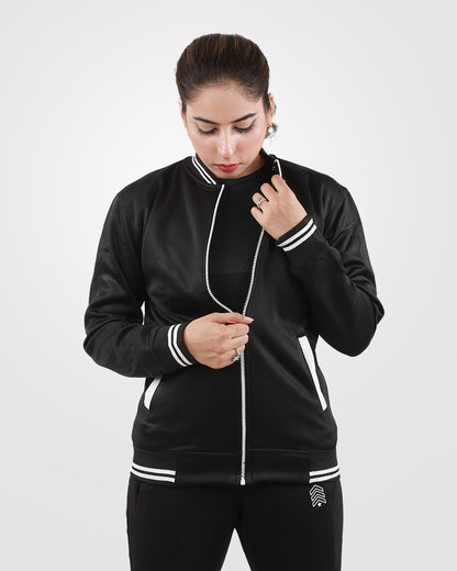 Womens Bomber Jacket Black 2.0 - Outgears Fitness