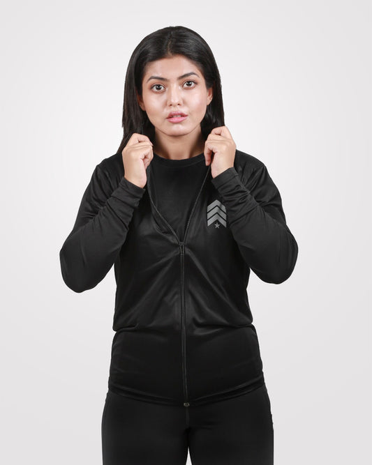 Gym Jacket For Women Black - Outgears Fitness