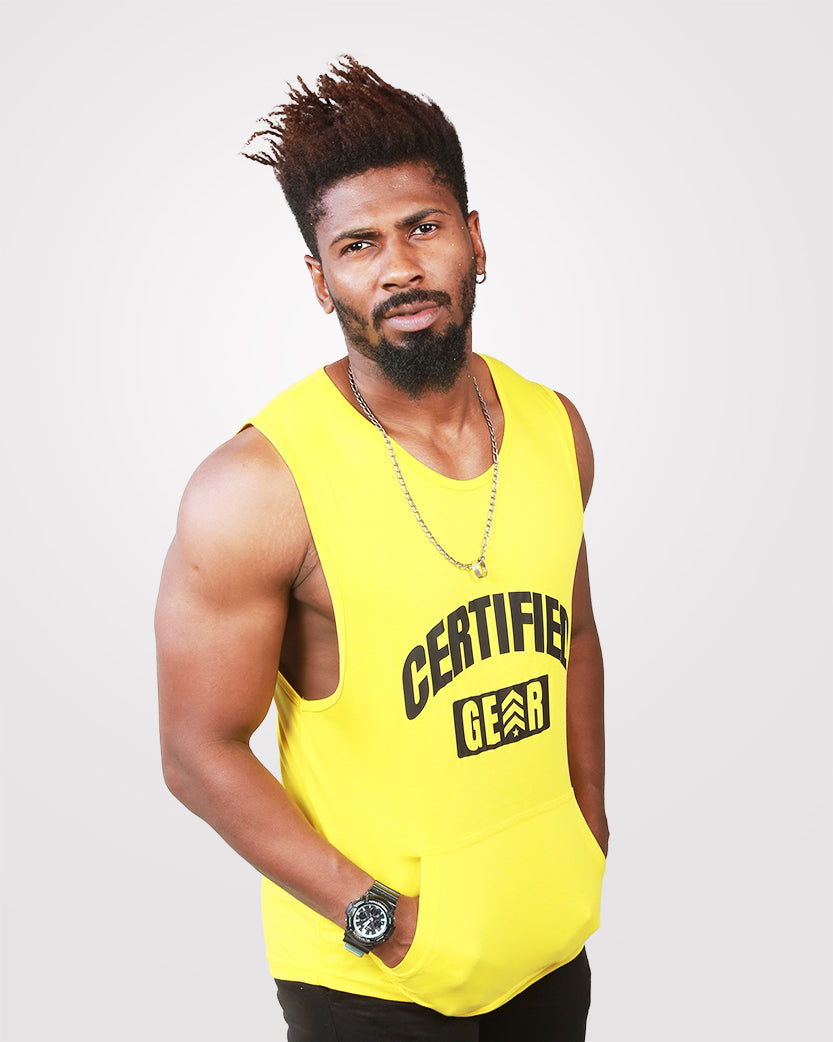 Yellow Mens Gym Tank Top - Outgears Fitness