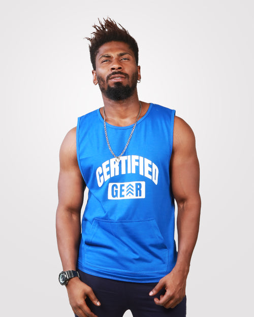 Blue mens gym tank top