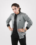 Women Bomber Jacket Gray 2.1 - Outgears Fitness