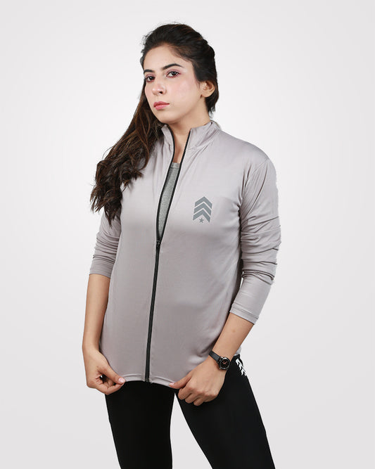 Gym Jacket For Women Gray - Outgears Fitness