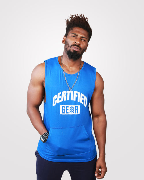 Blue mens gym tank top