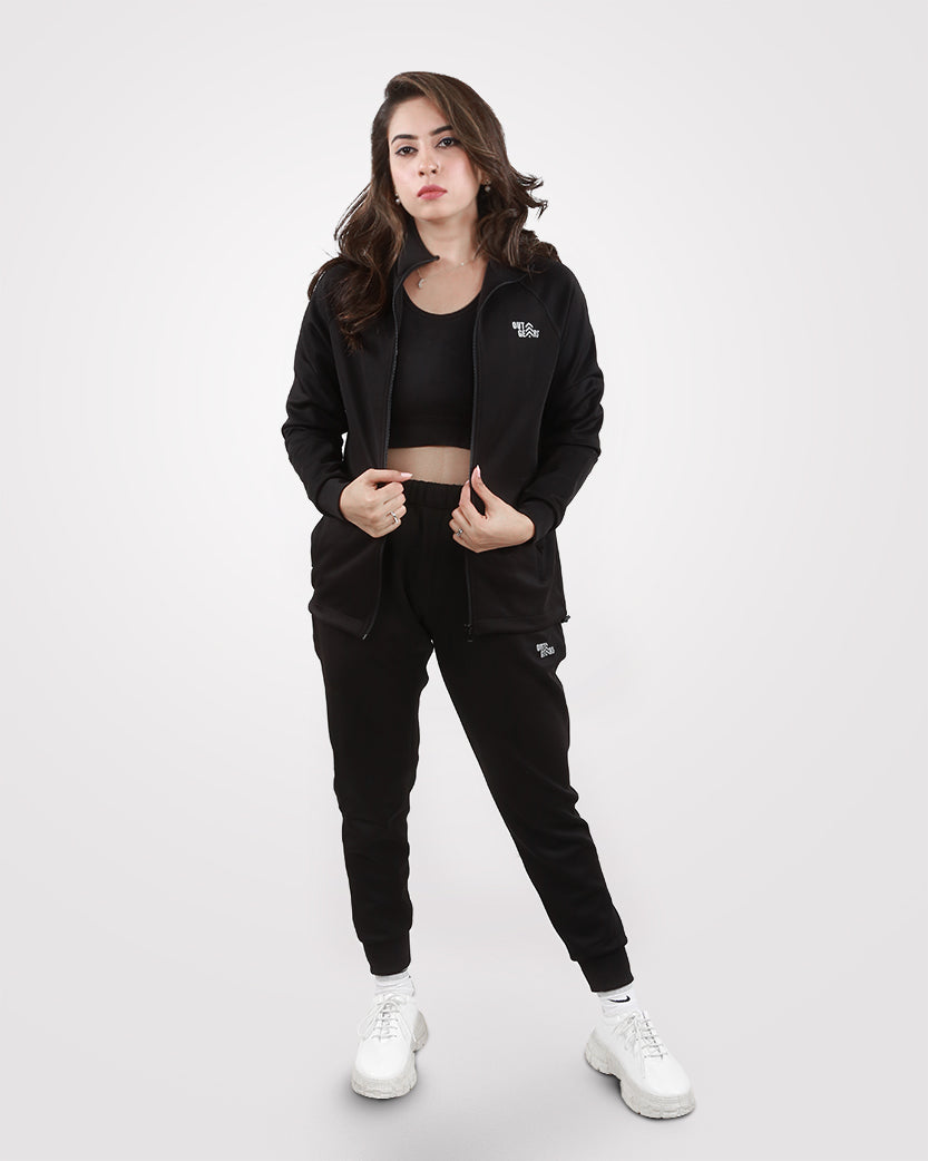 Women Winter Black Tracksuit - Outgears Fitness