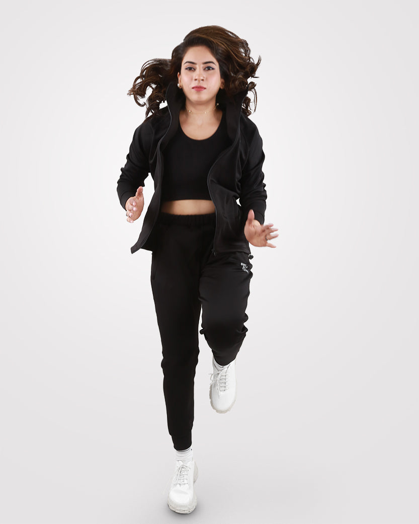 Women Winter Black Tracksuit - Outgears Fitness