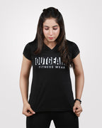 Womens V-Neck Dri-Fit Tees Black - Outgears Fitness