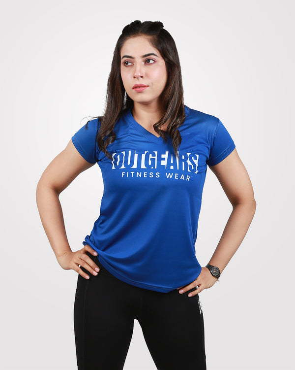 Womens V-Neck Dri-Fit Tees Blue