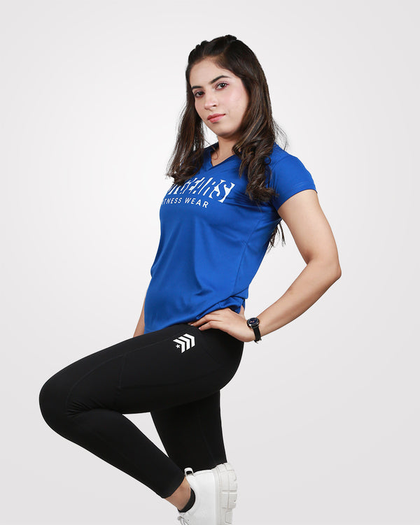 Womens V-Neck Dri-Fit Tees Blue