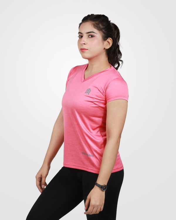 Women V-Neck Dri-Fit Tees Pink