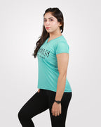 Women V-Neck Dri-Fit Tees Sea Green - Outgears Fitness