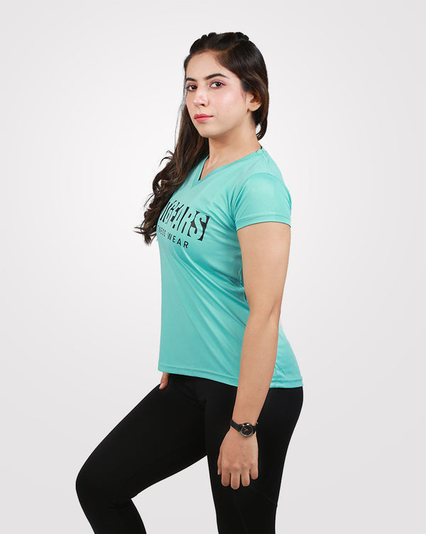 Women V-Neck Dri-Fit Tees Sea Green