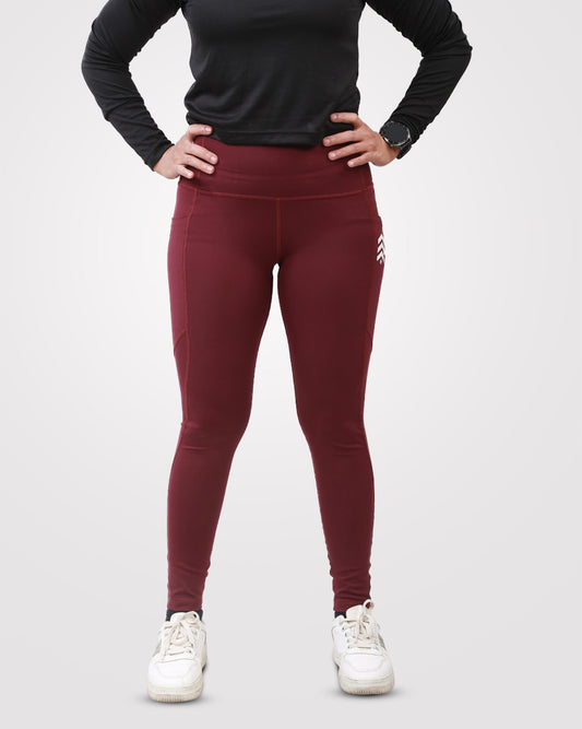 maroon gym tights. high waist