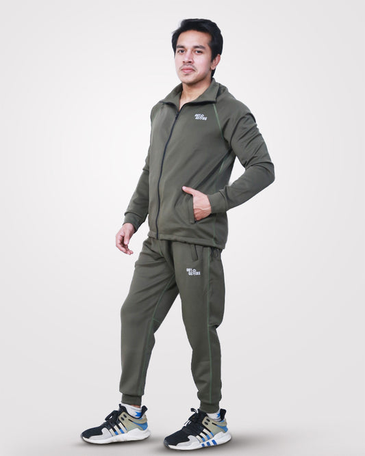 Gym Winter Track Suit Olive Green - Outgears Fitness