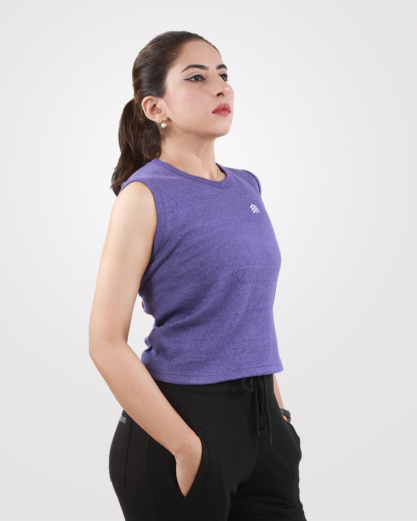 Rib Crop Tank Top Purple