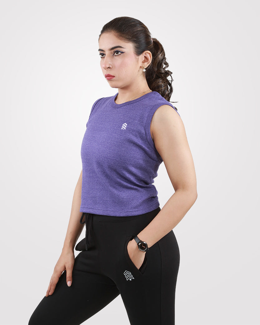 Rib Crop Tank Top Purple