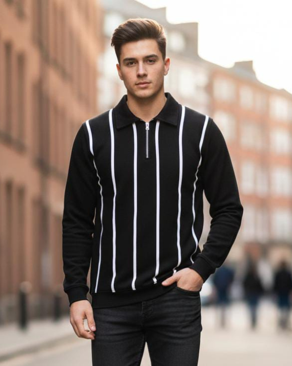 Classic Stripe Half-Zip Sweatshirt