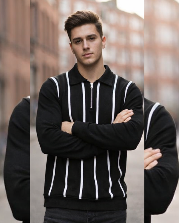 Classic Stripe Half-Zip Sweatshirt - Outgears Fitness