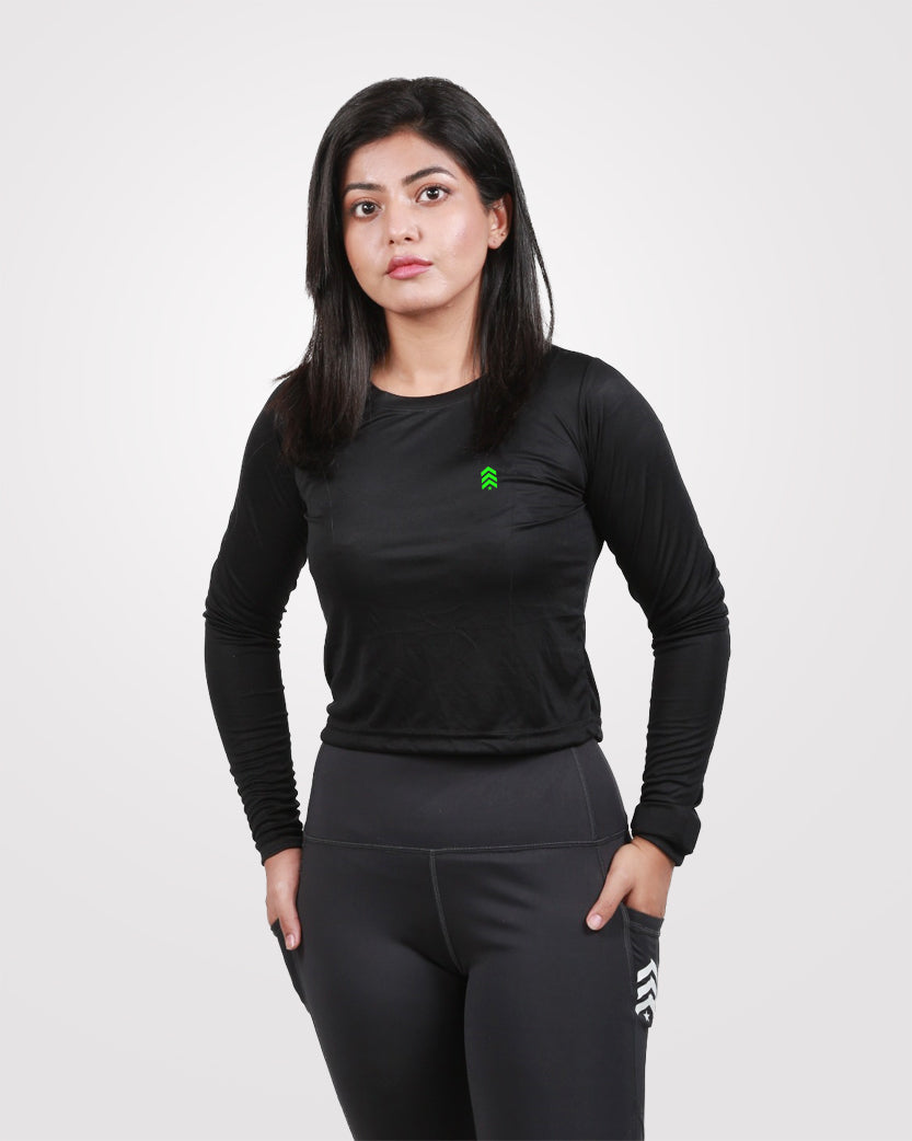 Full Sleeves Crop Tee Black