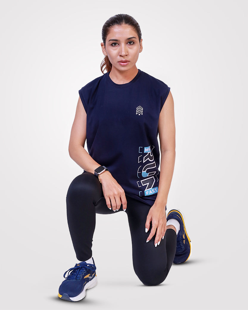 Womens Signature Tank Top Navy - Outgears Fitness