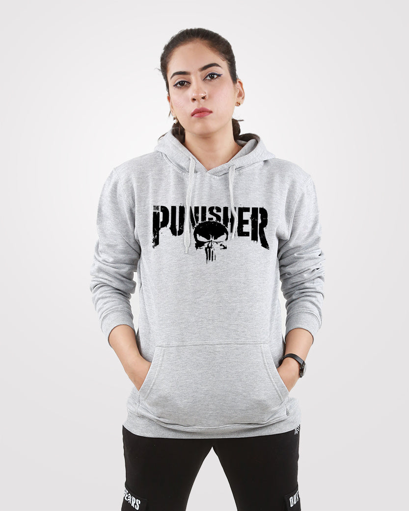 Women Hoodie Punisher Gray - Outgears Fitness