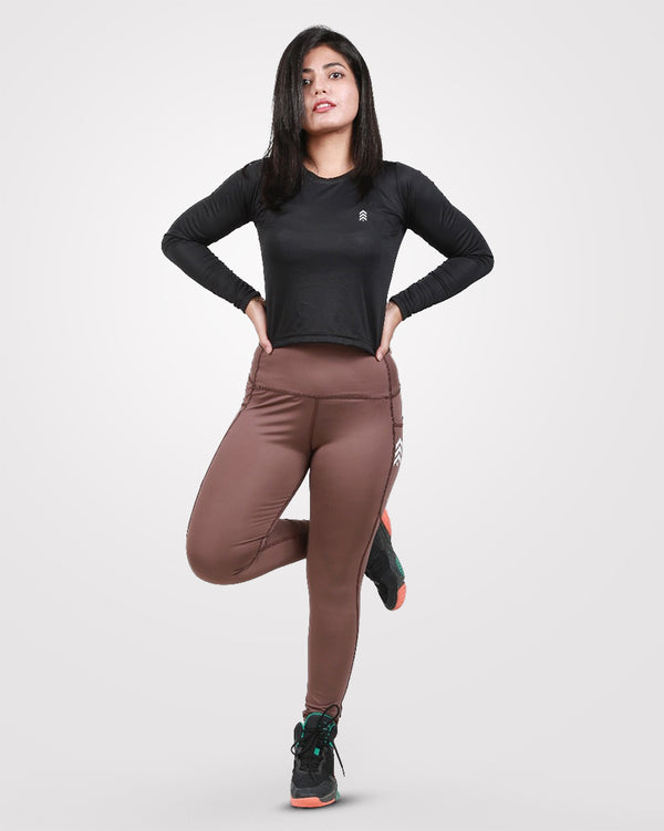 Women Gym Tights Brown
