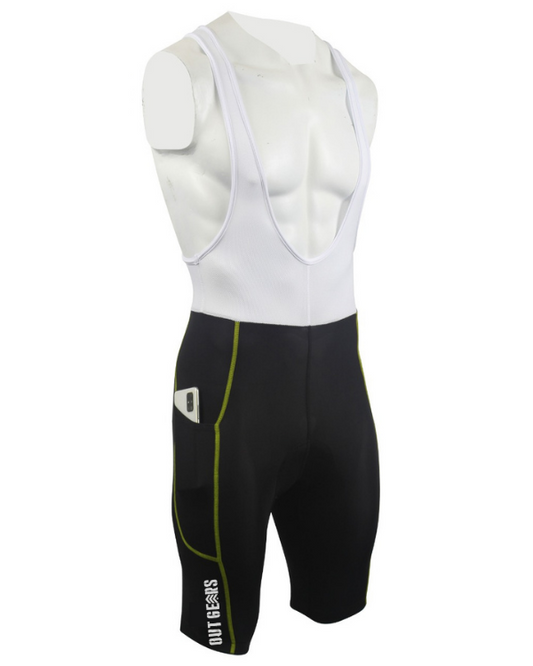 OutGears Black/Green Cycling Padded Bib Shorts with Pocket - outgearsfitness