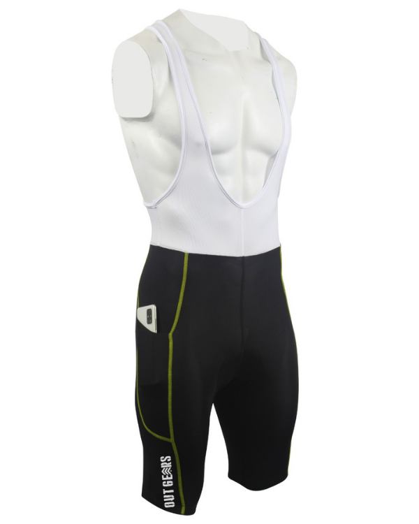 OutGears Black Cycling Padded Bib Shorts with Pocket - outgearsfitness