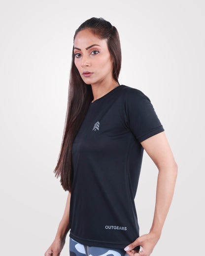 Black Gym Tee Womens Dri-Fit - outgearsfitness