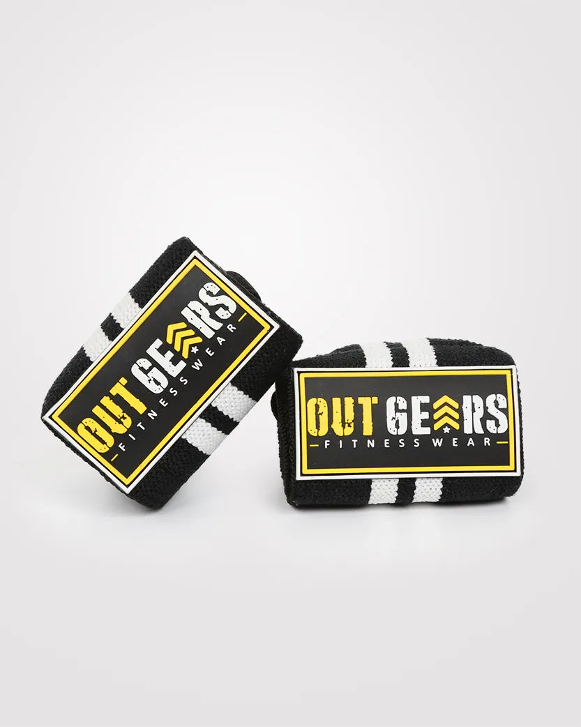 Gym Wrist Wraps 18 Inch Black White - outgearsfitness