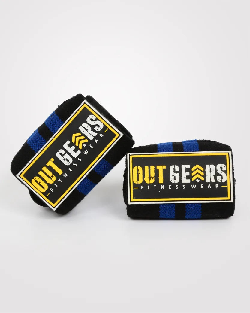 Gym Wrist Wraps 18 Inch Black Blue - outgearsfitness