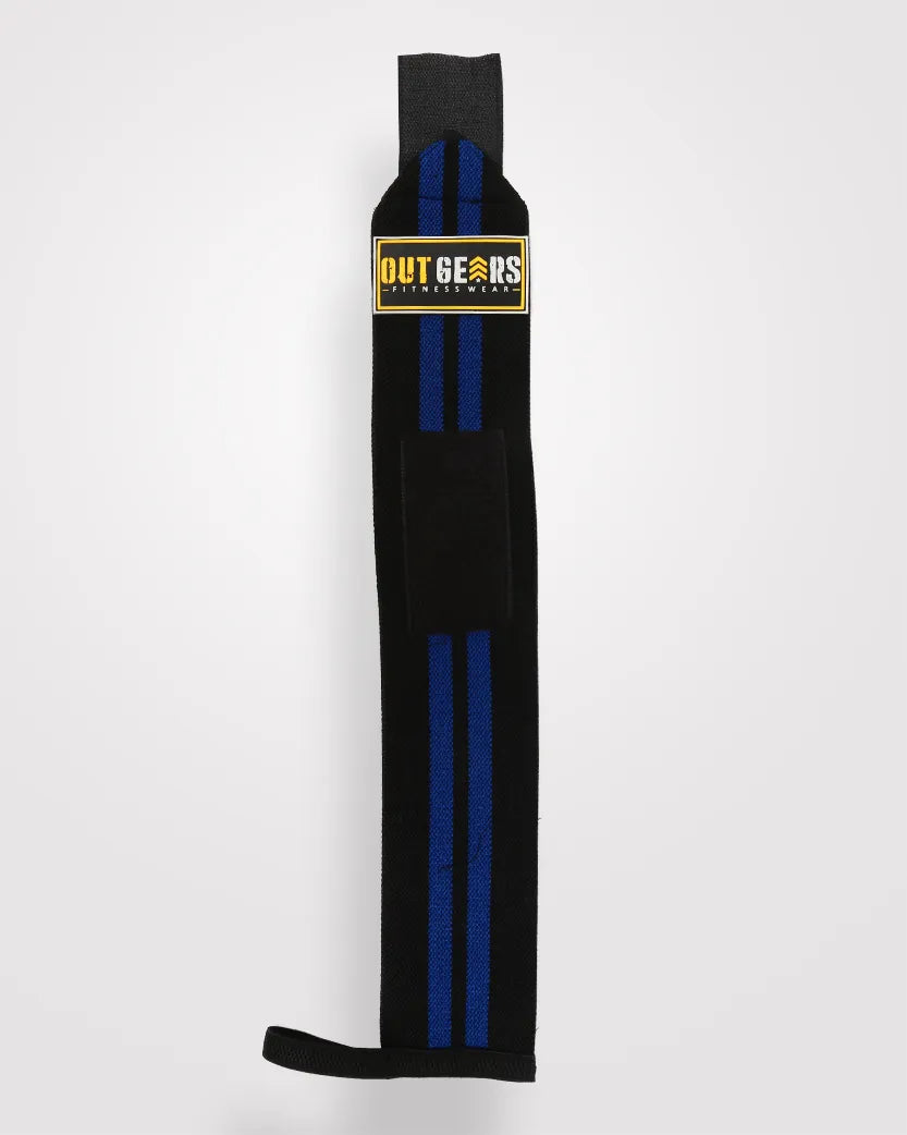 Gym Wrist Wraps 18 Inch Black Blue - outgearsfitness