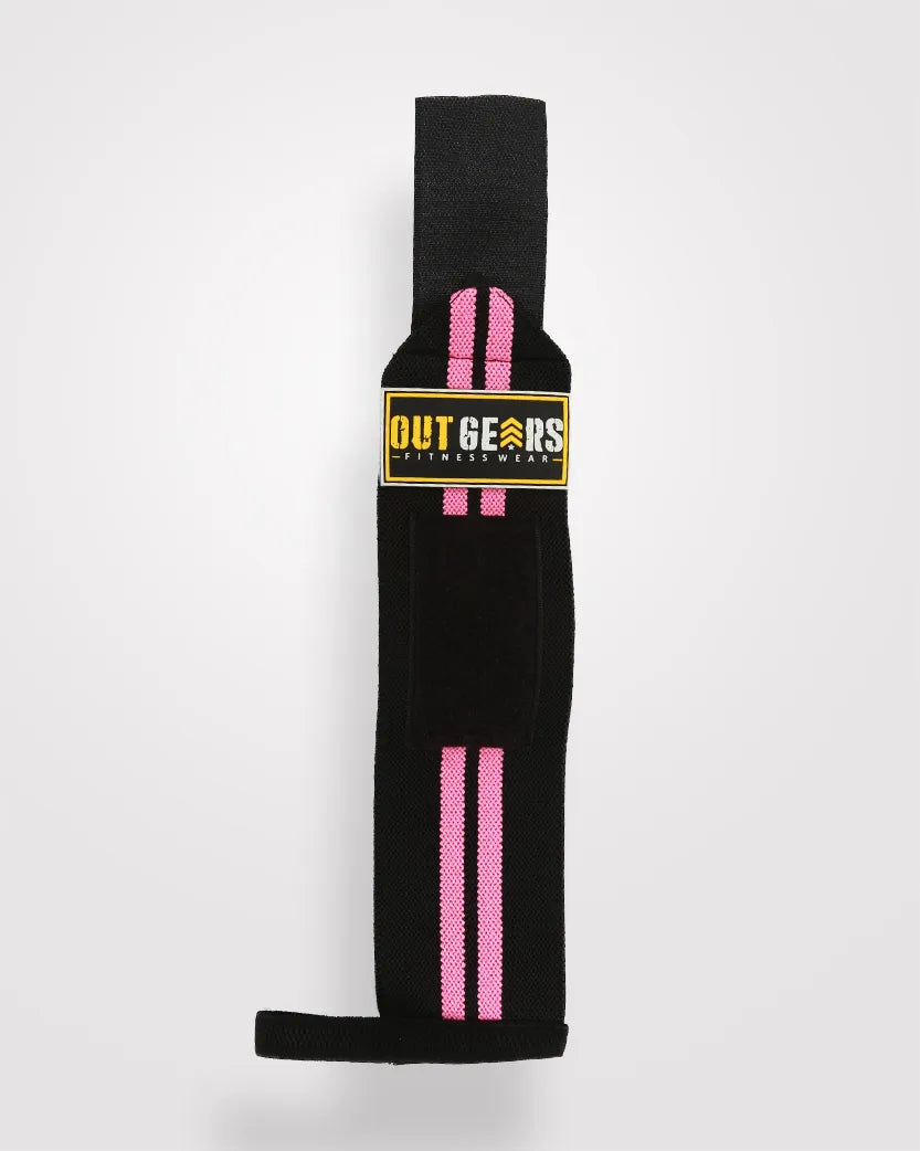 Gym  Wrist Wraps 12 Inch Black Pink - outgearsfitness
