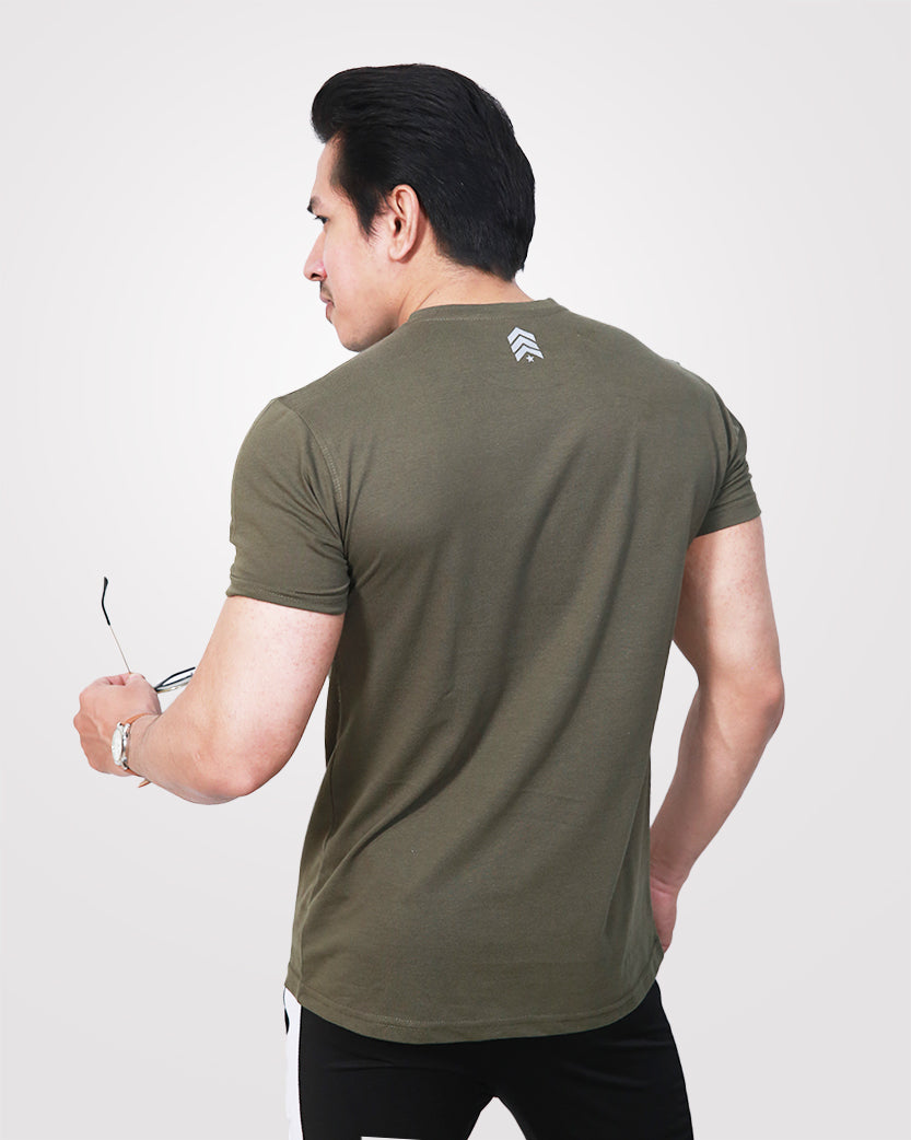 Men's Army Green Basic Cotton T-Shirt - Outgears Fitness