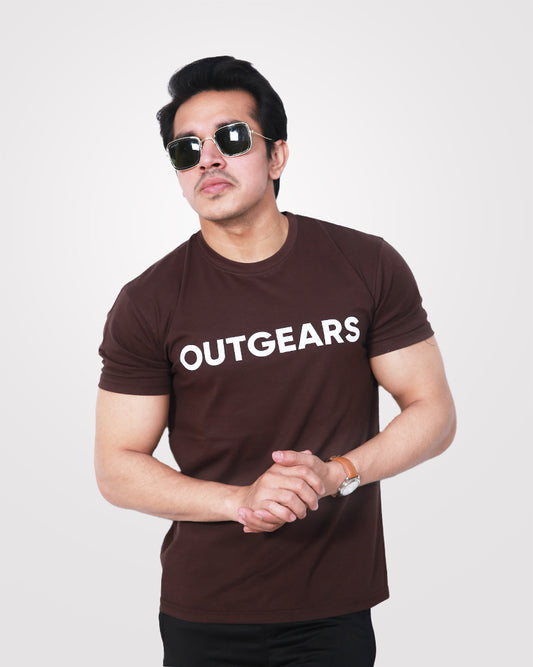 Men's Brown Basic Cotton T-Shirt - Outgears Fitness
