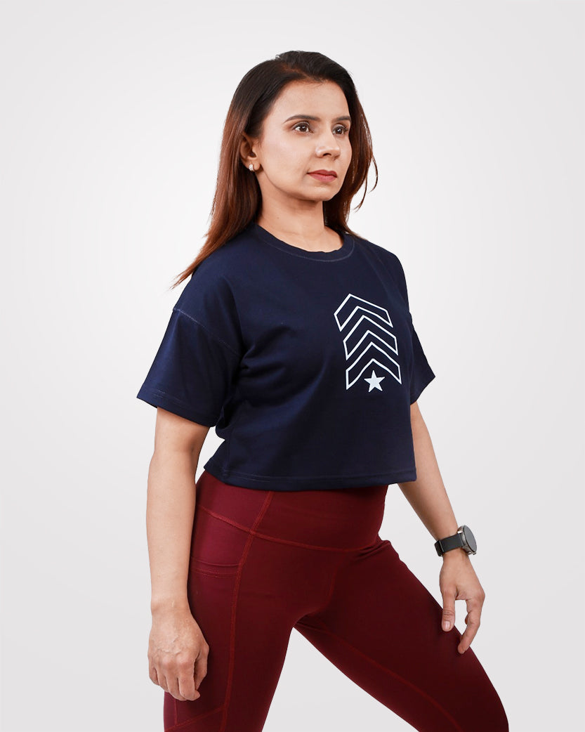 Crop Tee Navy - Outgears Fitness