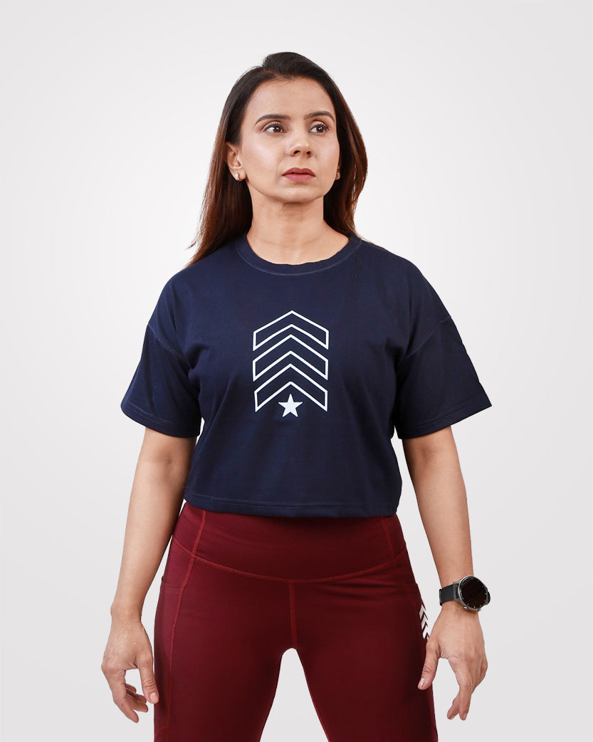 crop tee navy