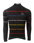 Black Winter Cycling Jersey Full Sleeves with Multi Stripes - outgearsfitness
