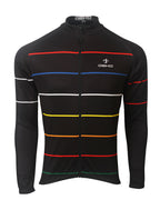 Black Winter Cycling Jersey Full Sleeves with Multi Stripes - outgearsfitness