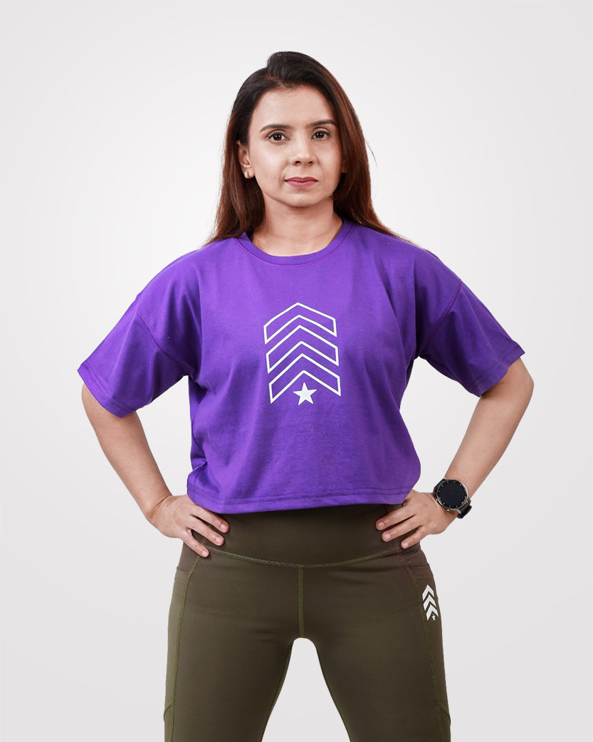 Crop Tee Purple - Outgears Fitness