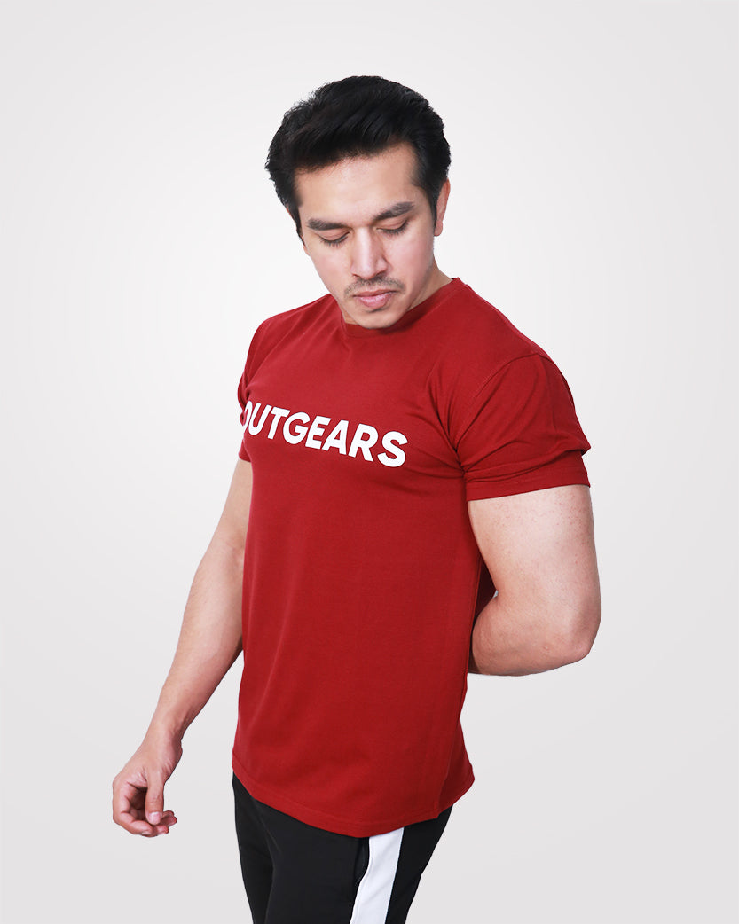 Men's Maroon Basic Cotton T-Shirt - Outgears Fitness