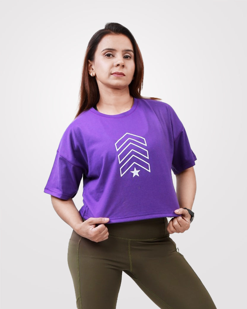 purple crop tee