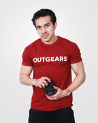 Men's Maroon Basic Cotton T-Shirt - Outgears Fitness