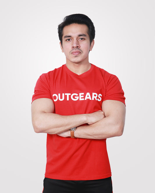 Men's Red Basic T-Shirt - Outgears Fitness