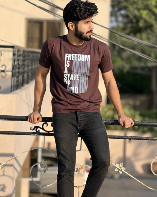 Men’s Freedom Is A State Of Mind T Shirts Half Sleeves - Outgears Fitness