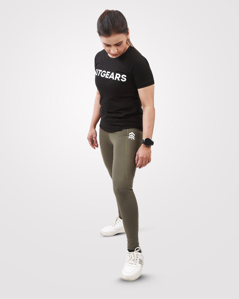 Women's Gym Tights Olive Green - Outgears Fitness
