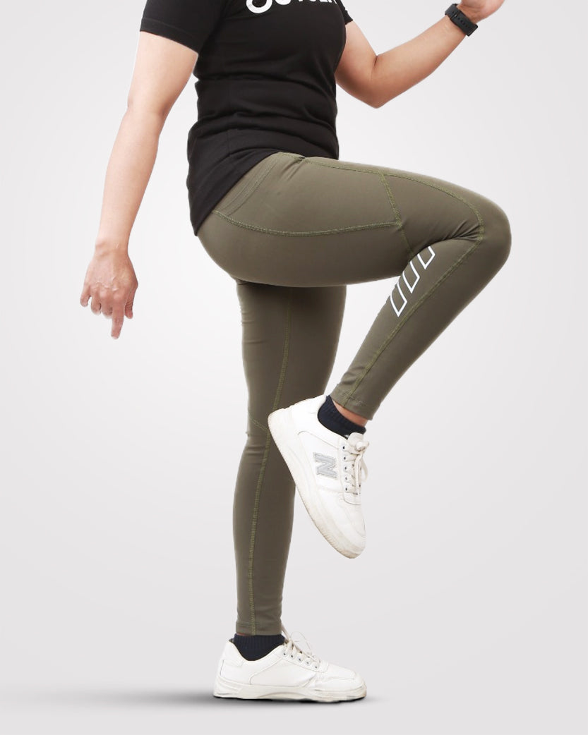 Women's Gym Tights Olive Green - Outgears Fitness