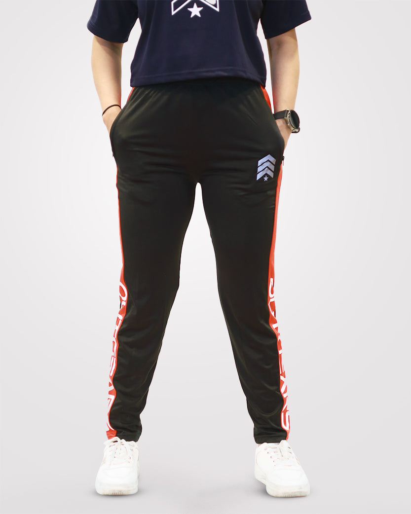 Women's Slim Fit Trouser With Red Panel - Outgears Fitness