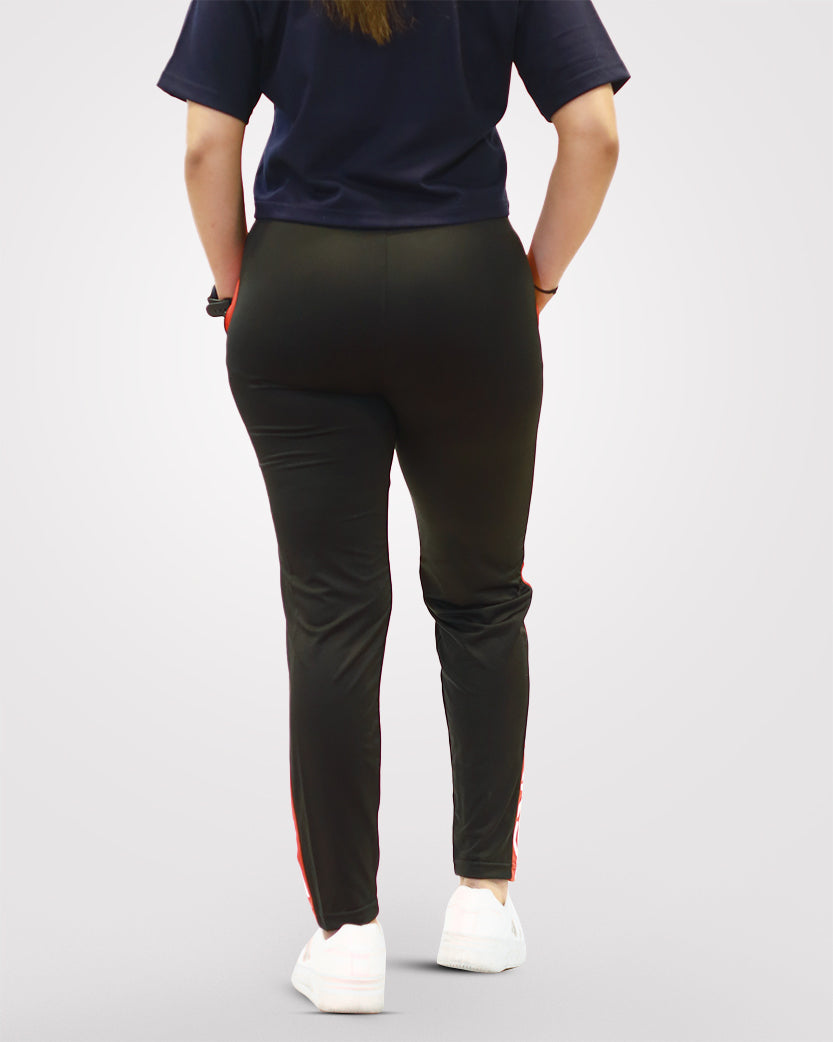 Women's Slim Fit Trouser With Red Panel - Outgears Fitness