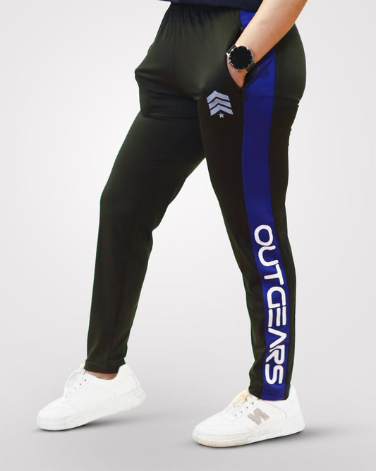 Women's Slim Fit Trouser With Blue Panel - Outgears Fitness