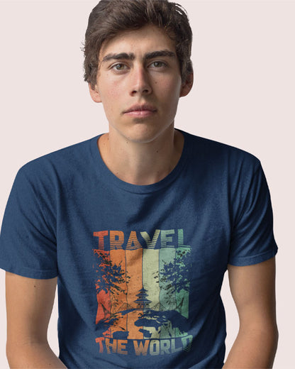 Men’s Travel The World T Shirts Half Sleeves - Outgears Fitness